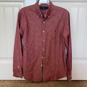 Rare Ralph Lauren Red Stone Color Long Sleeve Shirt Slim Fit Medium